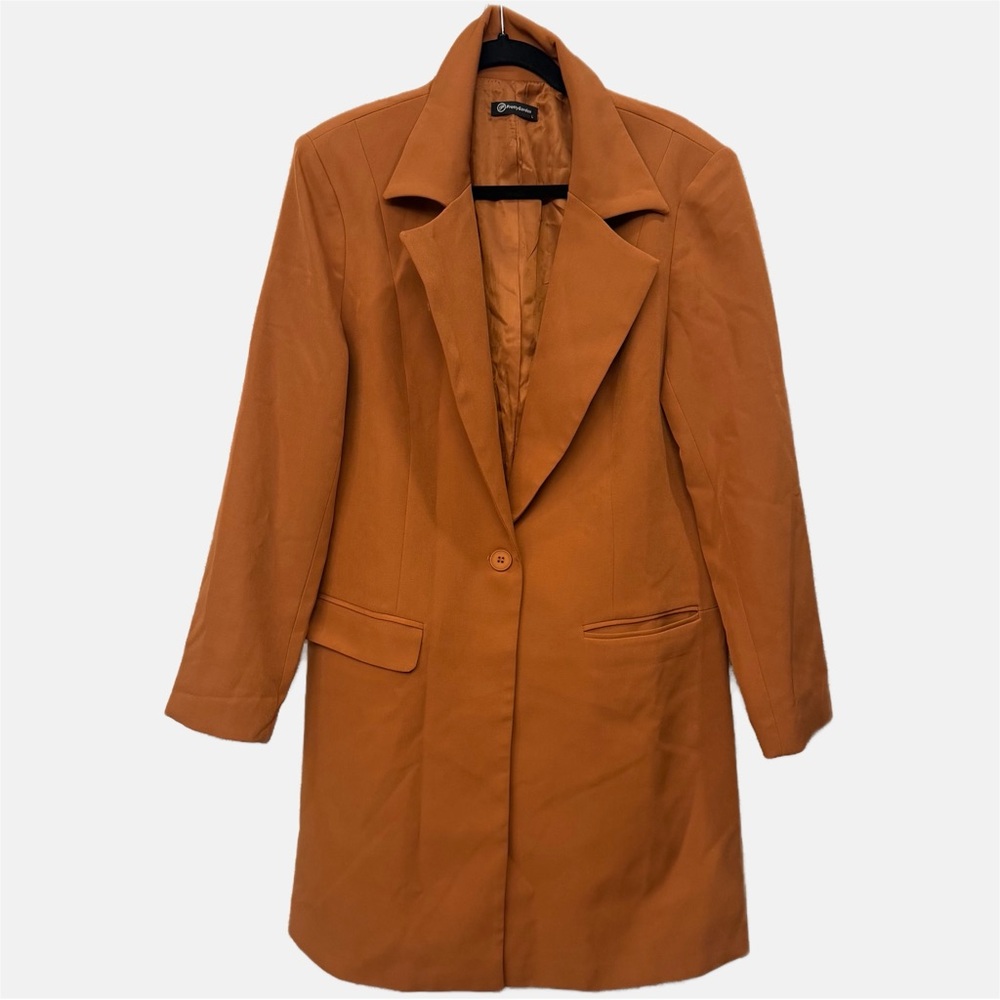 Brown Long Blazer Women's Large Coat Topper Jacket Casual Academia‎ Grandpacore - Picture 3 of 8